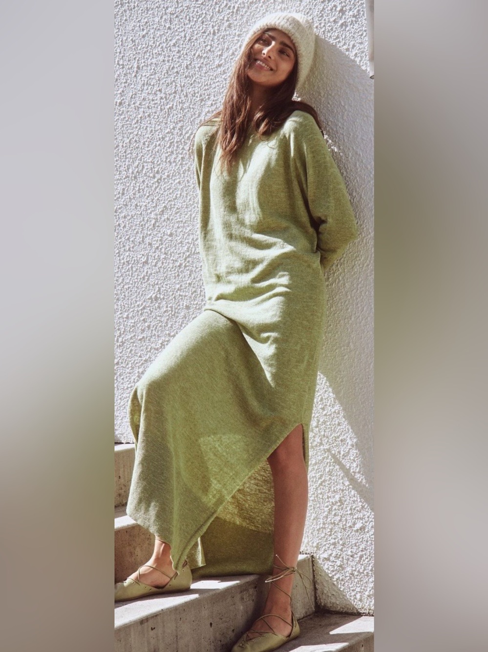NWT FREE PEOPLE SIMPLY CHIC SWEATER MAXI DRESS SMALL OLIVE SPRING COMBO